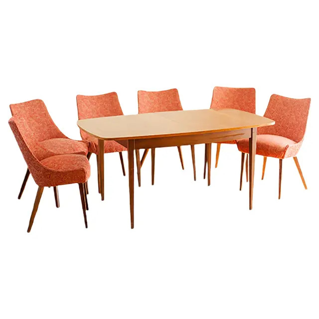 Dining Table & Chairs Set by Ib Kofod Larsen for G-Plan, 1950s, Set of 7