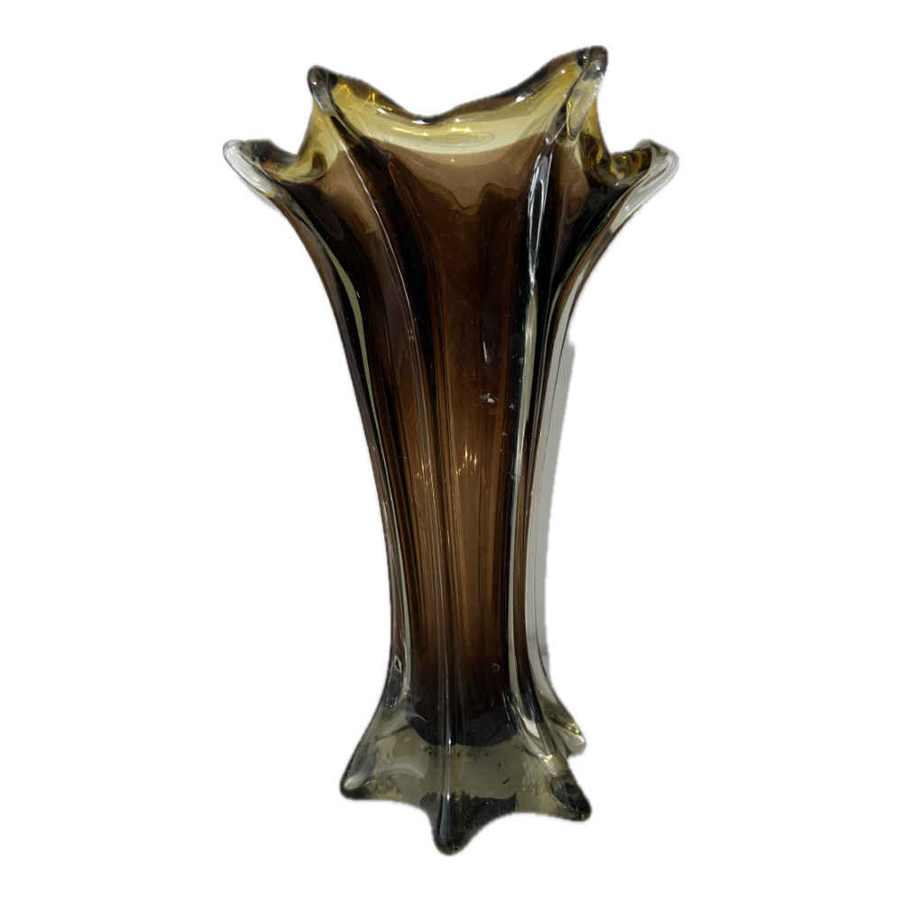 Vintage Italian Smoky Amber Tall Vase In Murano Art Glass, 1960s