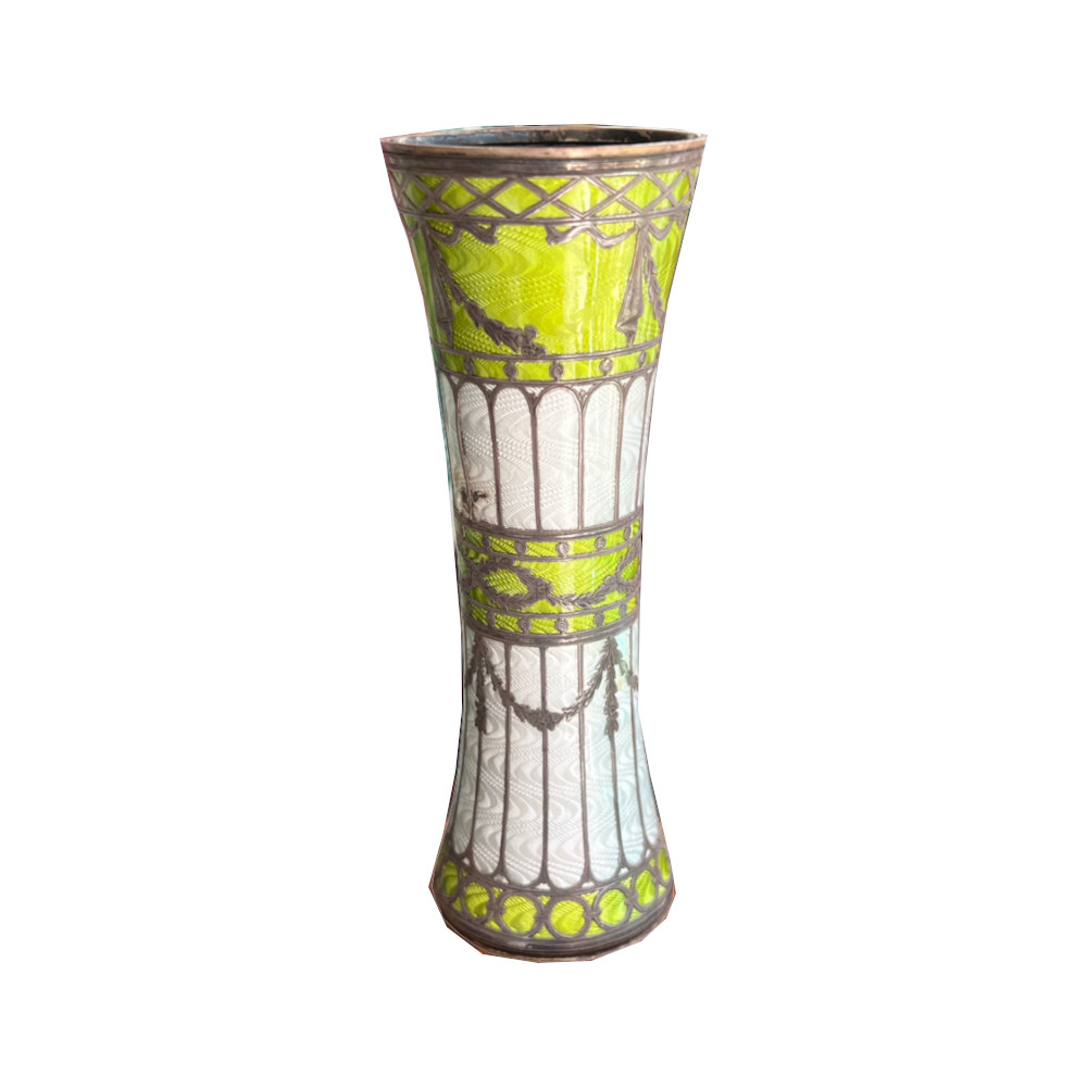 A Bud Vase in parcel-gilt silver and guilloche enamel, 1920-1928