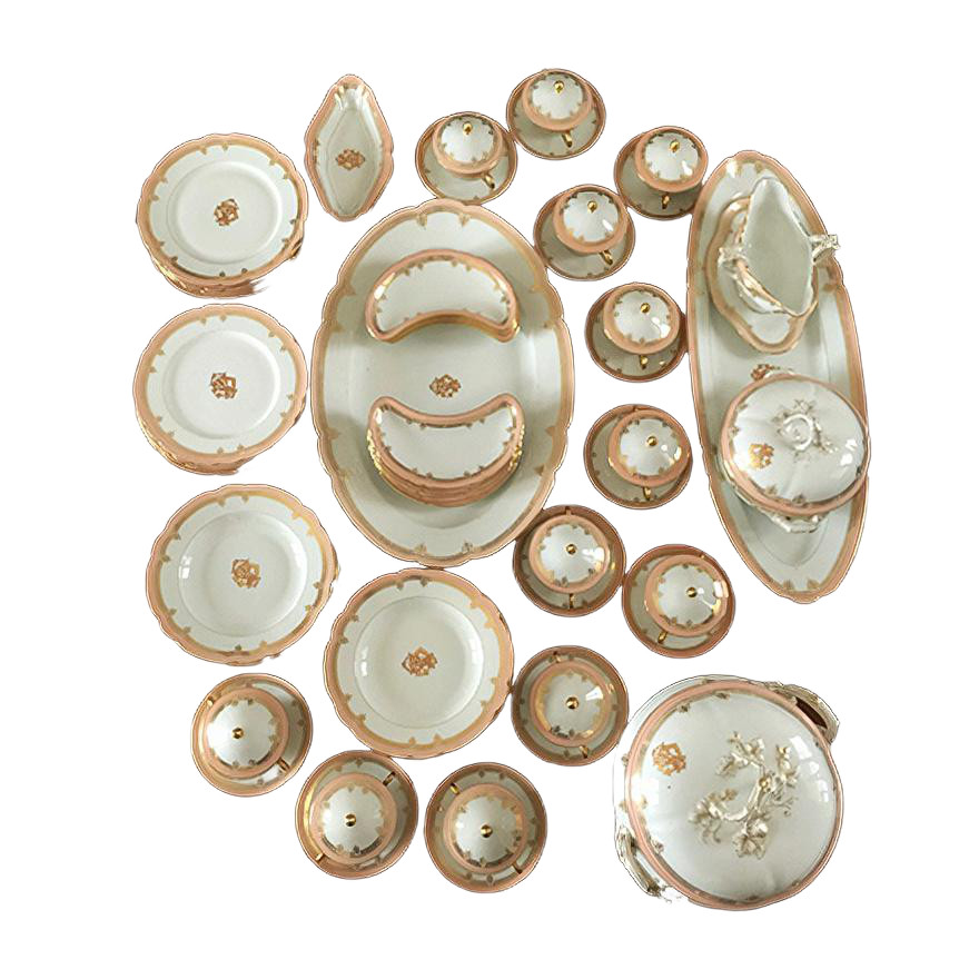 Antique Porcelain Tableware Set by Vivinis Mace for Sevres, Set of 55 19th century