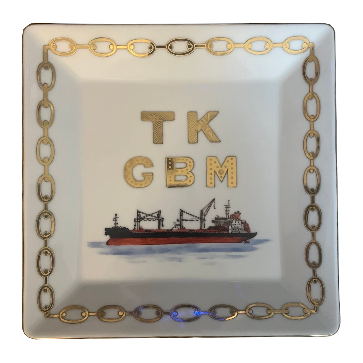 Vide-Poche Hand Painted with 22ct Gold, Porcelain Corporate Gift18x18