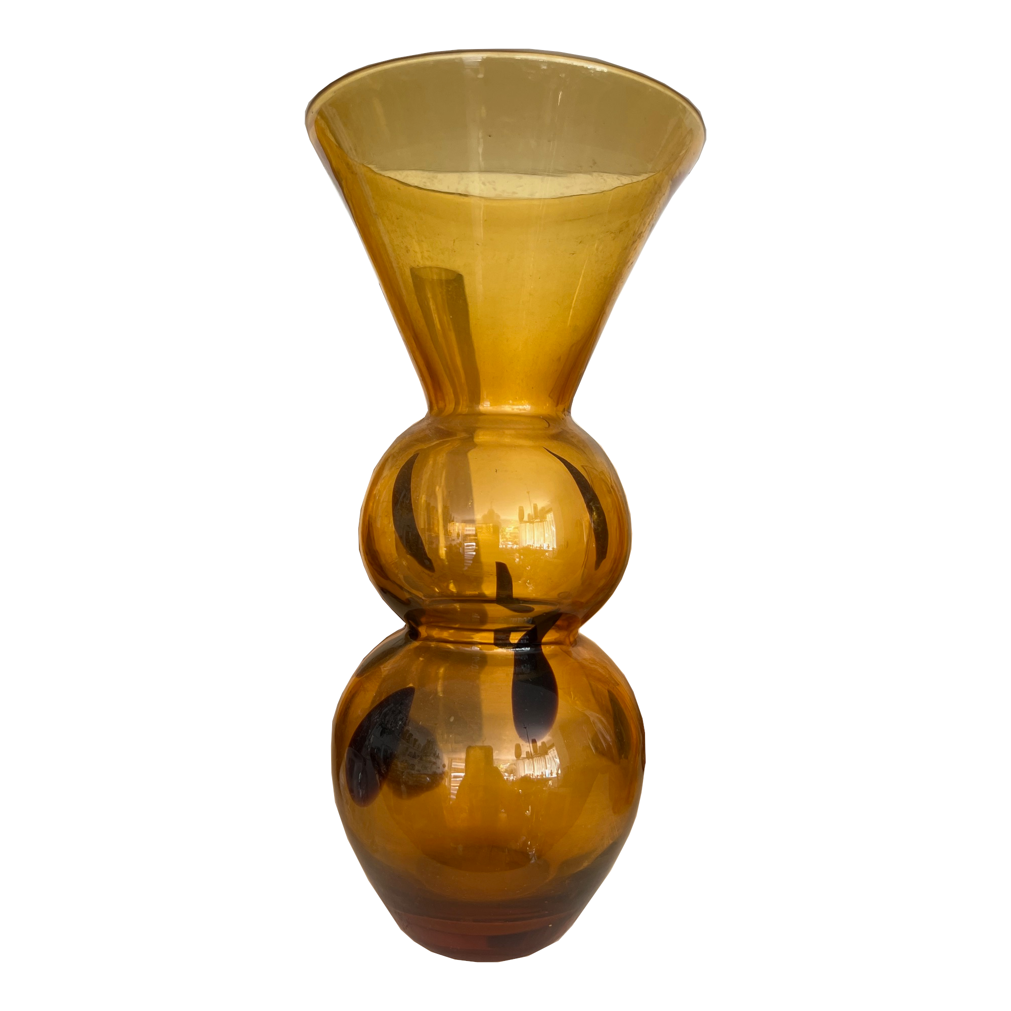 Vintage Amber Art Glass Vase,1950's