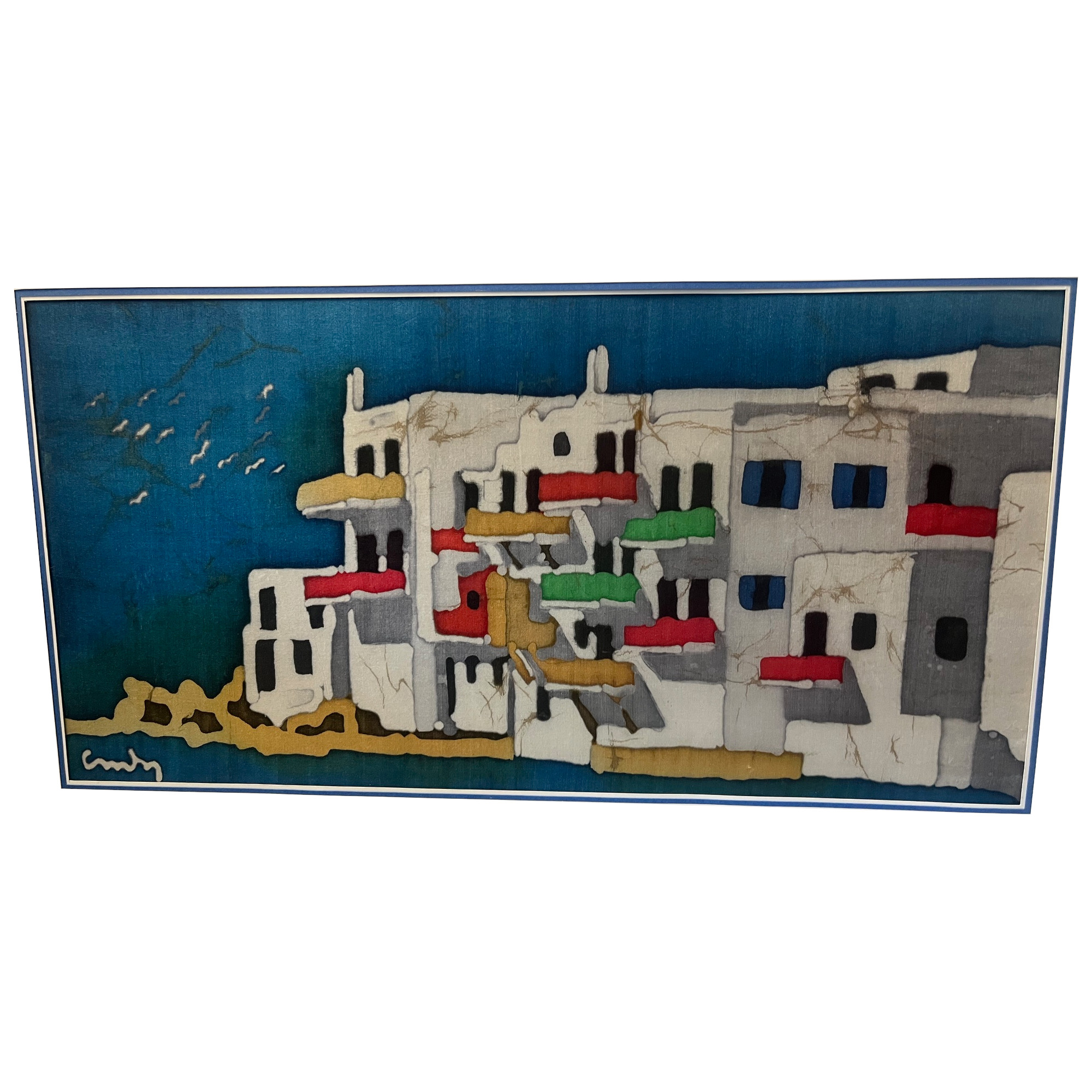 Anthi Hadjinikolaou "Aegean Dreamscape" – Silk Painting,1990's