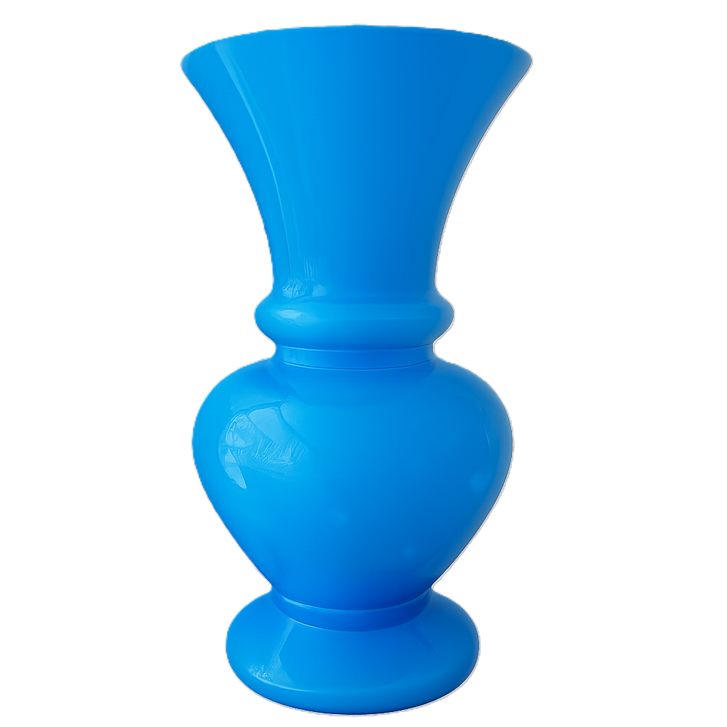 Vintage Empoli-Style Blue Cased Glass Vase