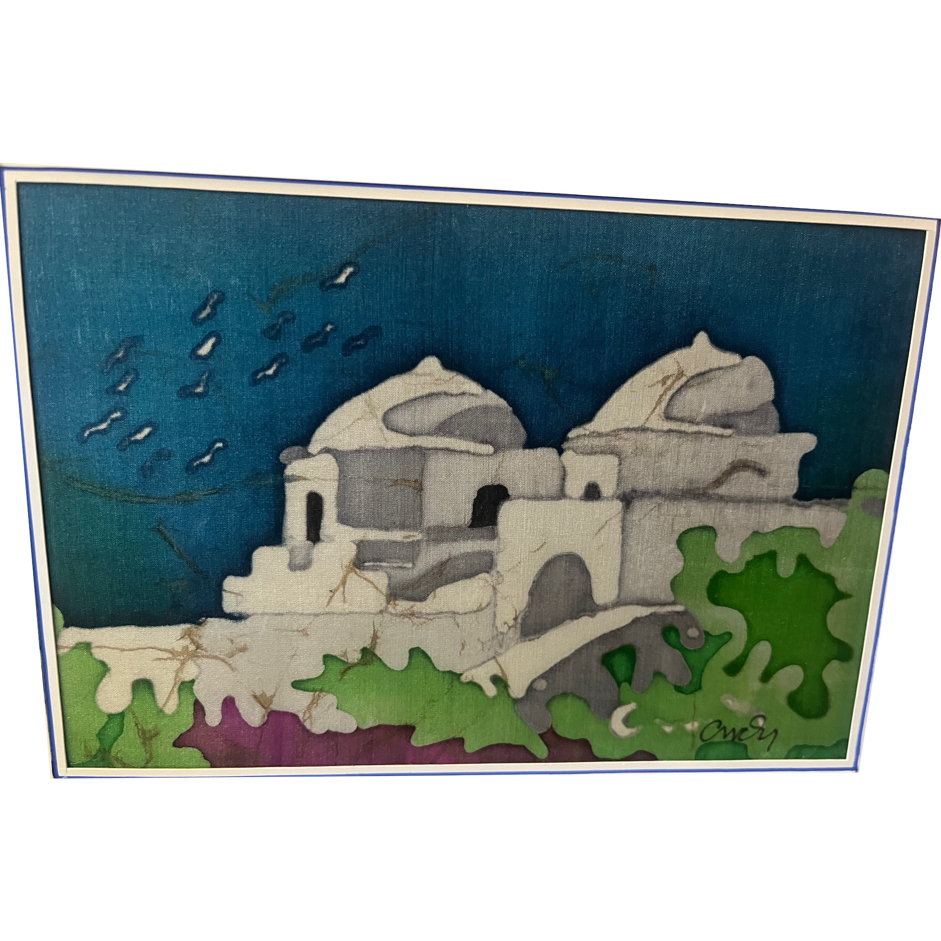Anthi Hadjinikolaou Silk Painting of Churches of the Aegean,1990's