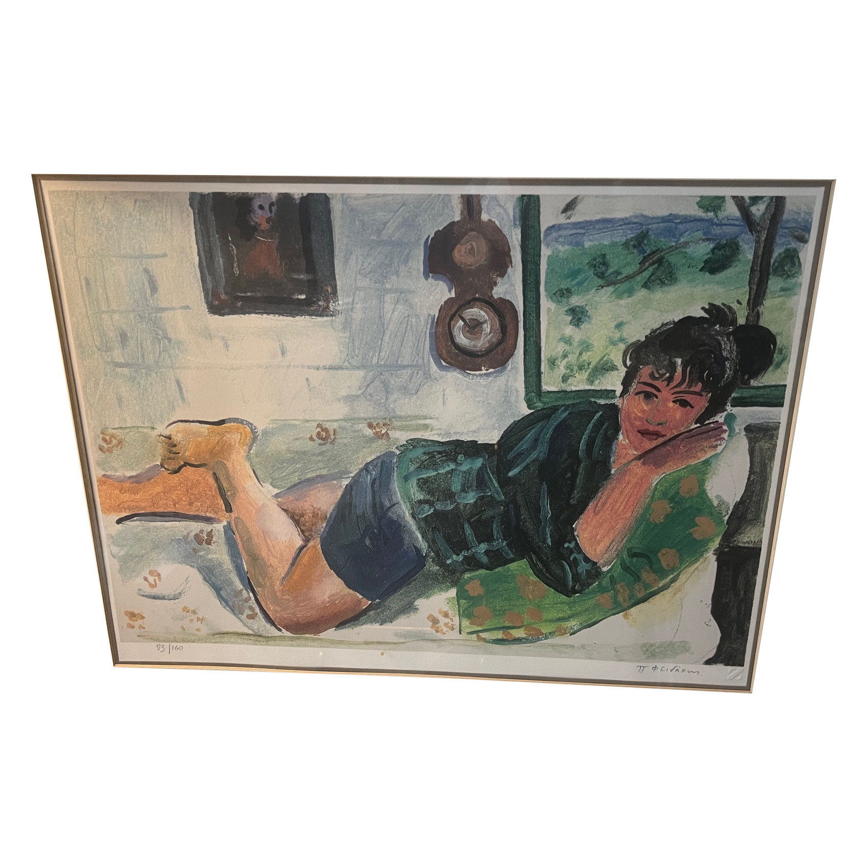 "Reclining Woman" – Limited Edition Silk Screen Print by Panos Fidakis (Πάνος Φειδάκης)