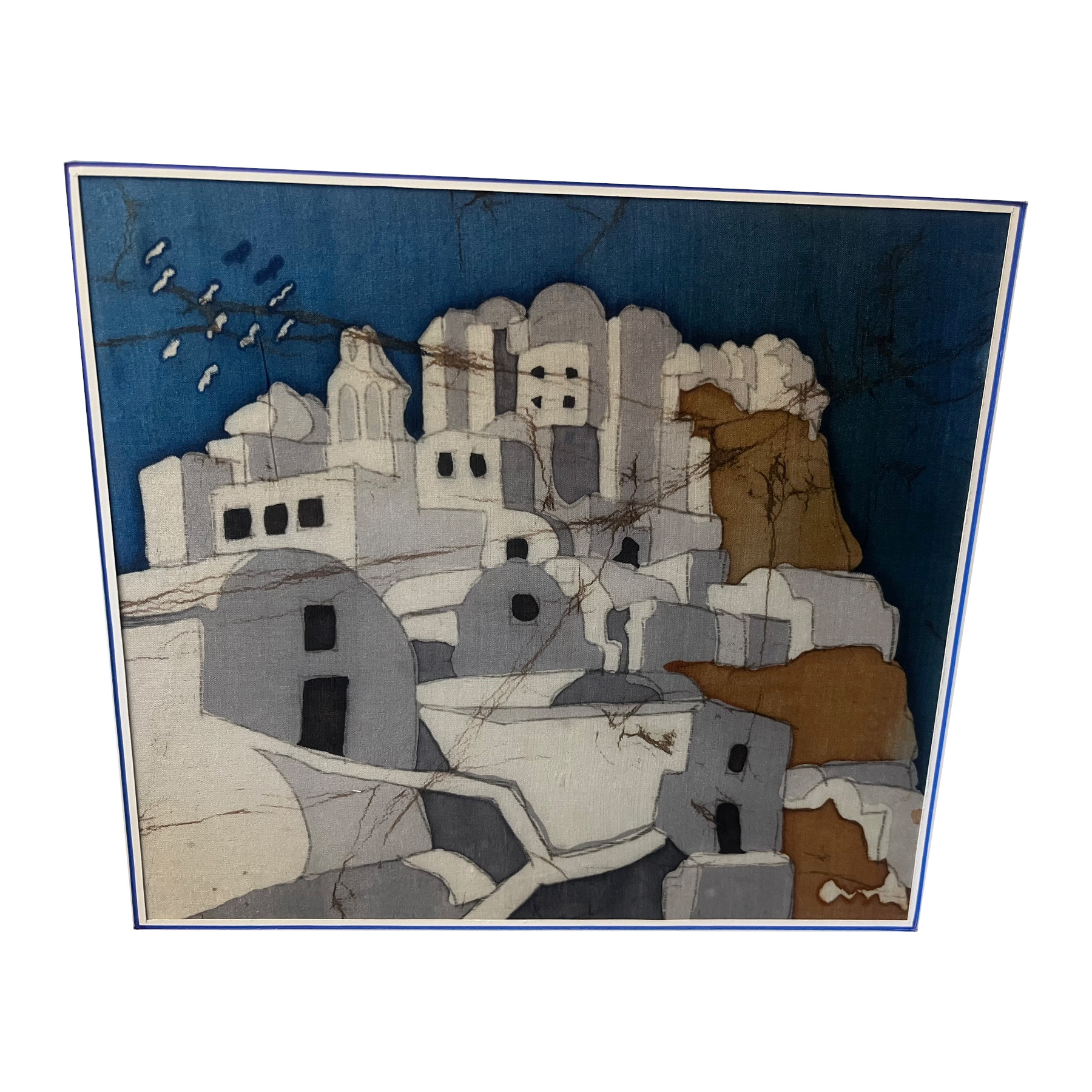 "Santorini Silhouettes" – Silk Painting by Anthi, 1990's