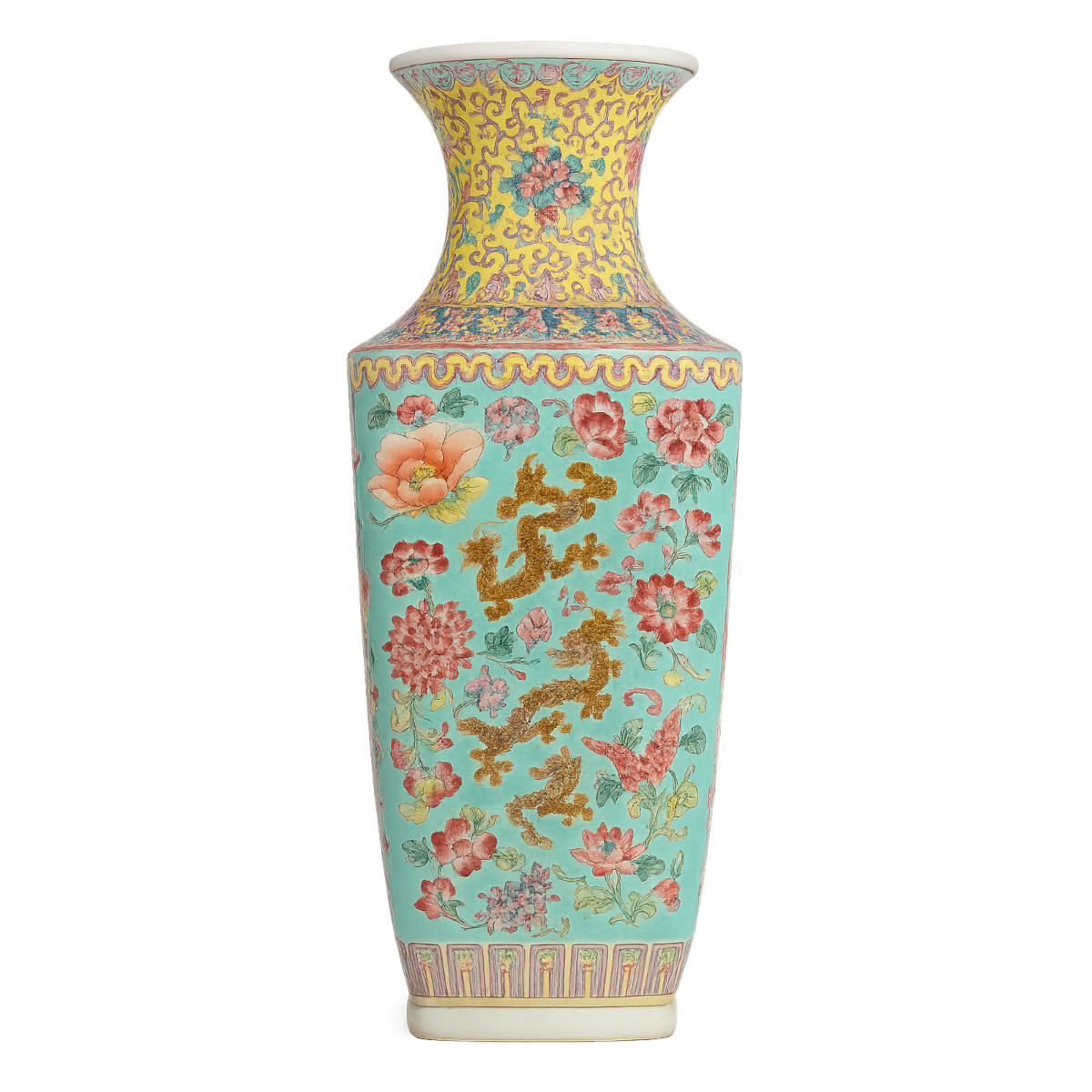 Famille Rose Chinese Cloisonné-Style Vase