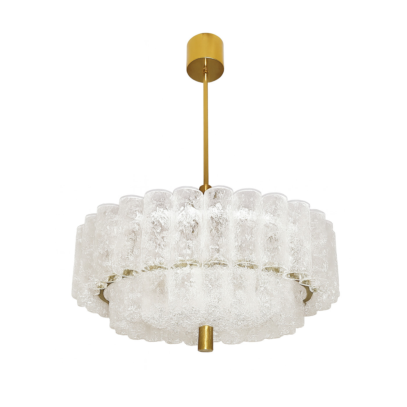 Vintage Doria Leuchten Pendant Light – Mid-Century Modern Frozen Glass Elegance