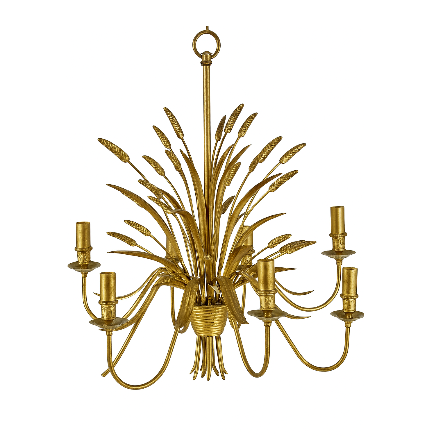 Hollywood Regency 8-Light Brass Chandelier