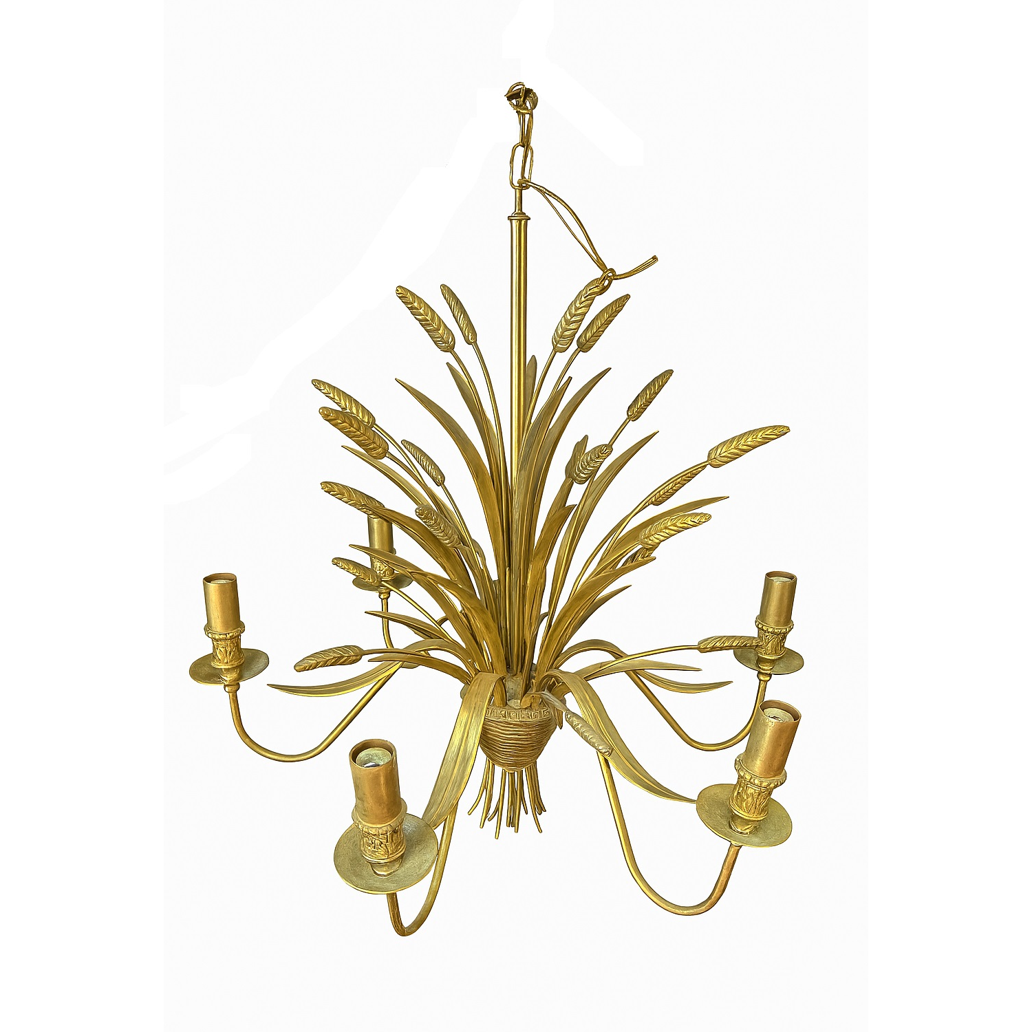 Hollywood Regency 6-Light Brass Chandelier