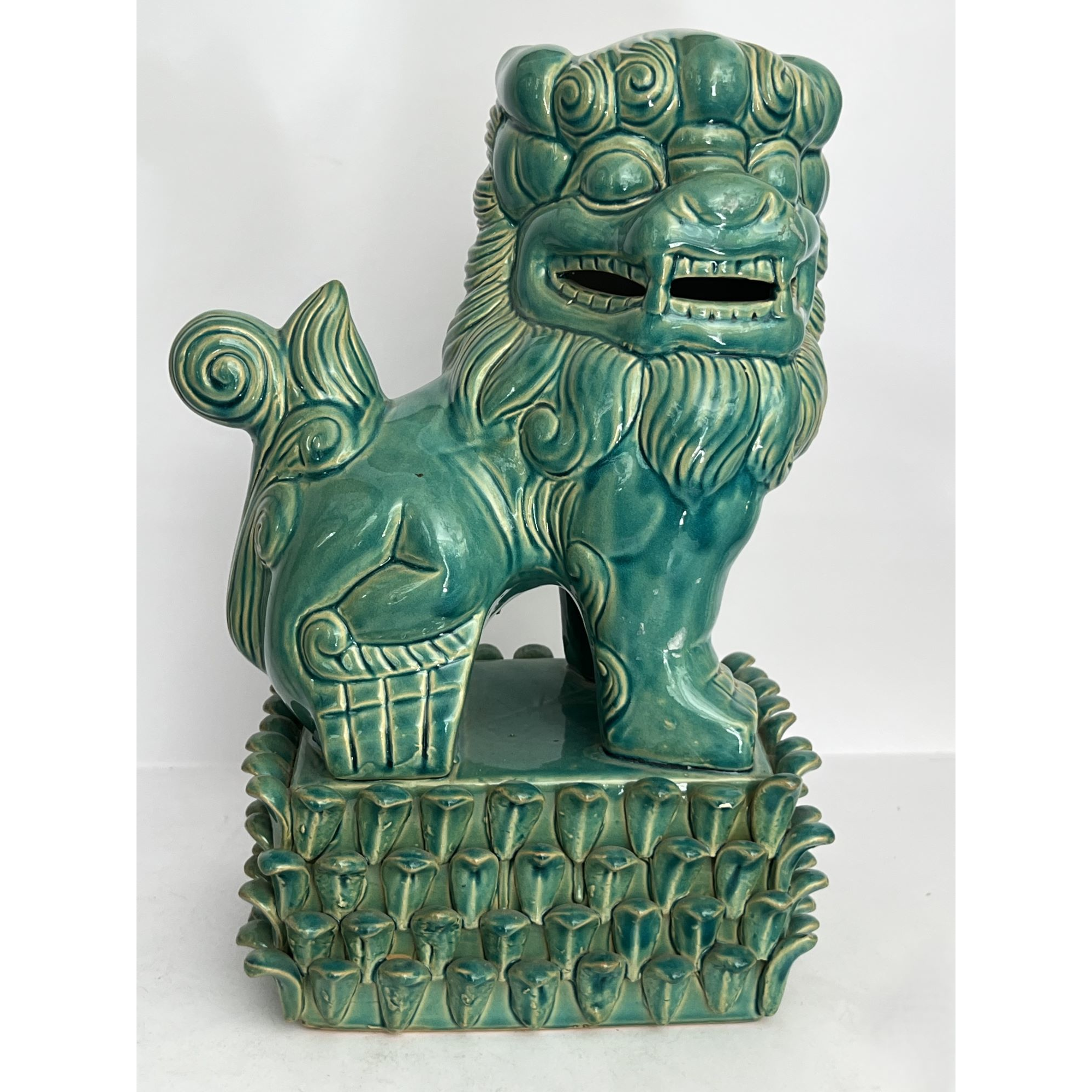 Chinese Foo Dog Guardian Statue – Ceramic Glazed 1980's