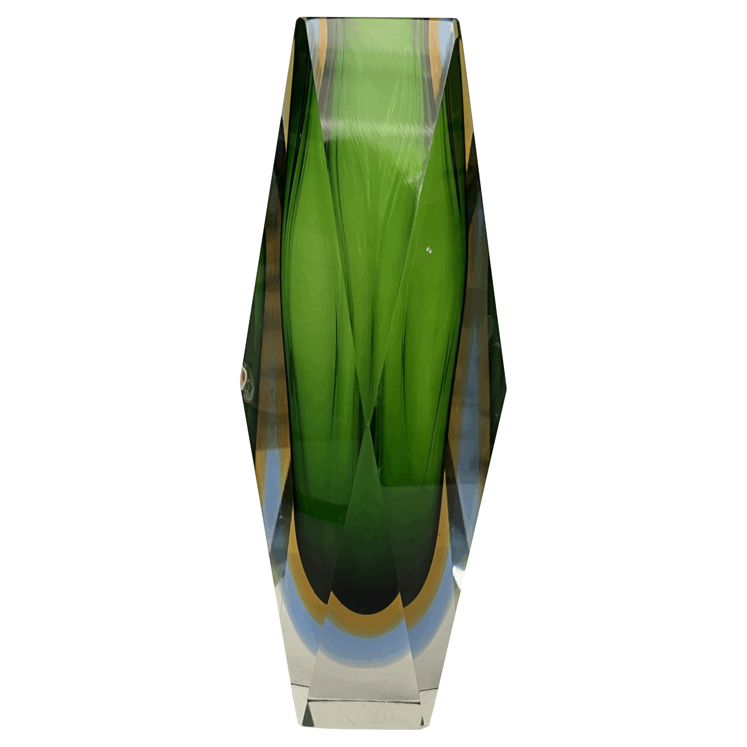 Murano Faceted Four-Layer Sommerso Glass Vase – Mid-Century Modern