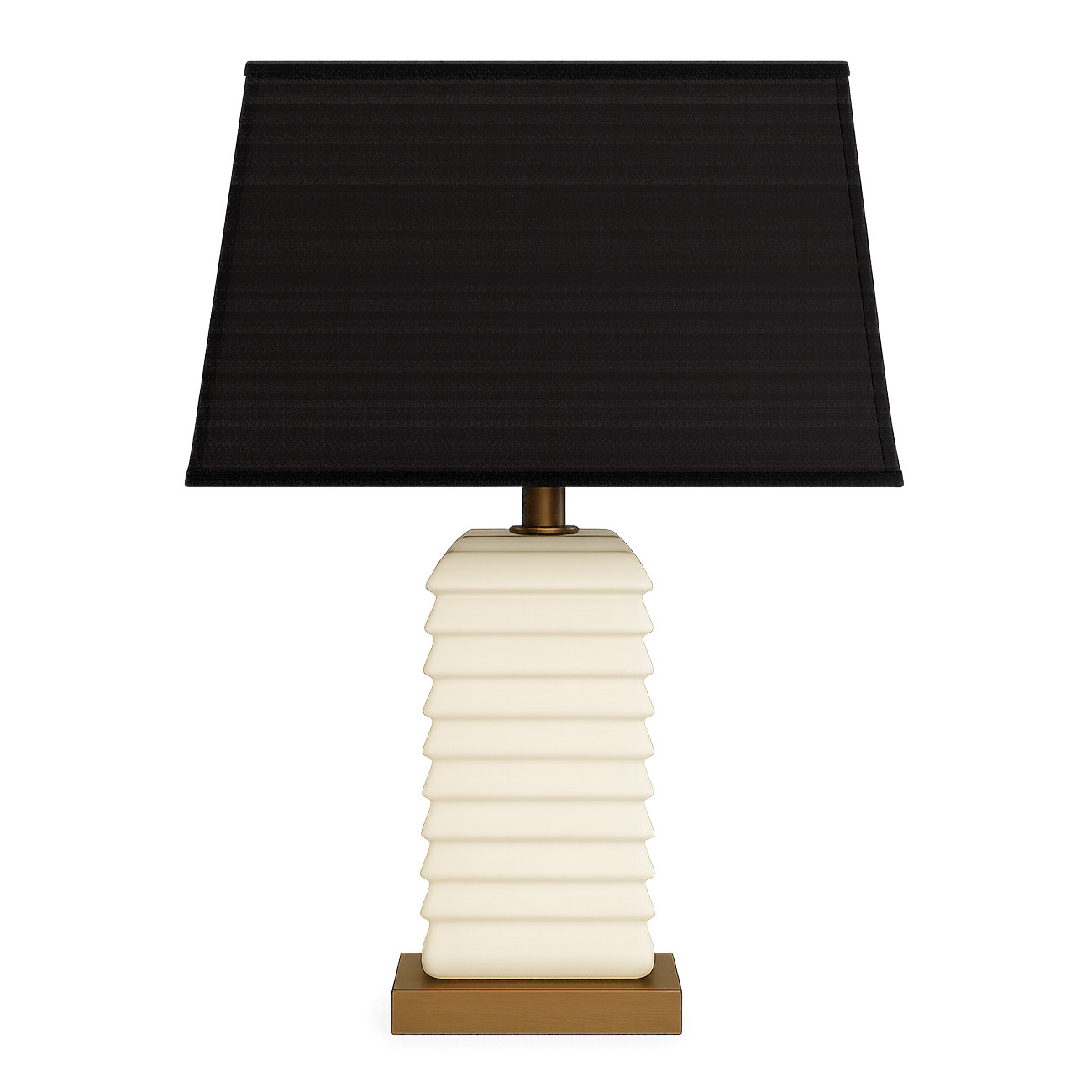 Modern Fluted and Solid Brass Table Lamp, Late 20th Century.