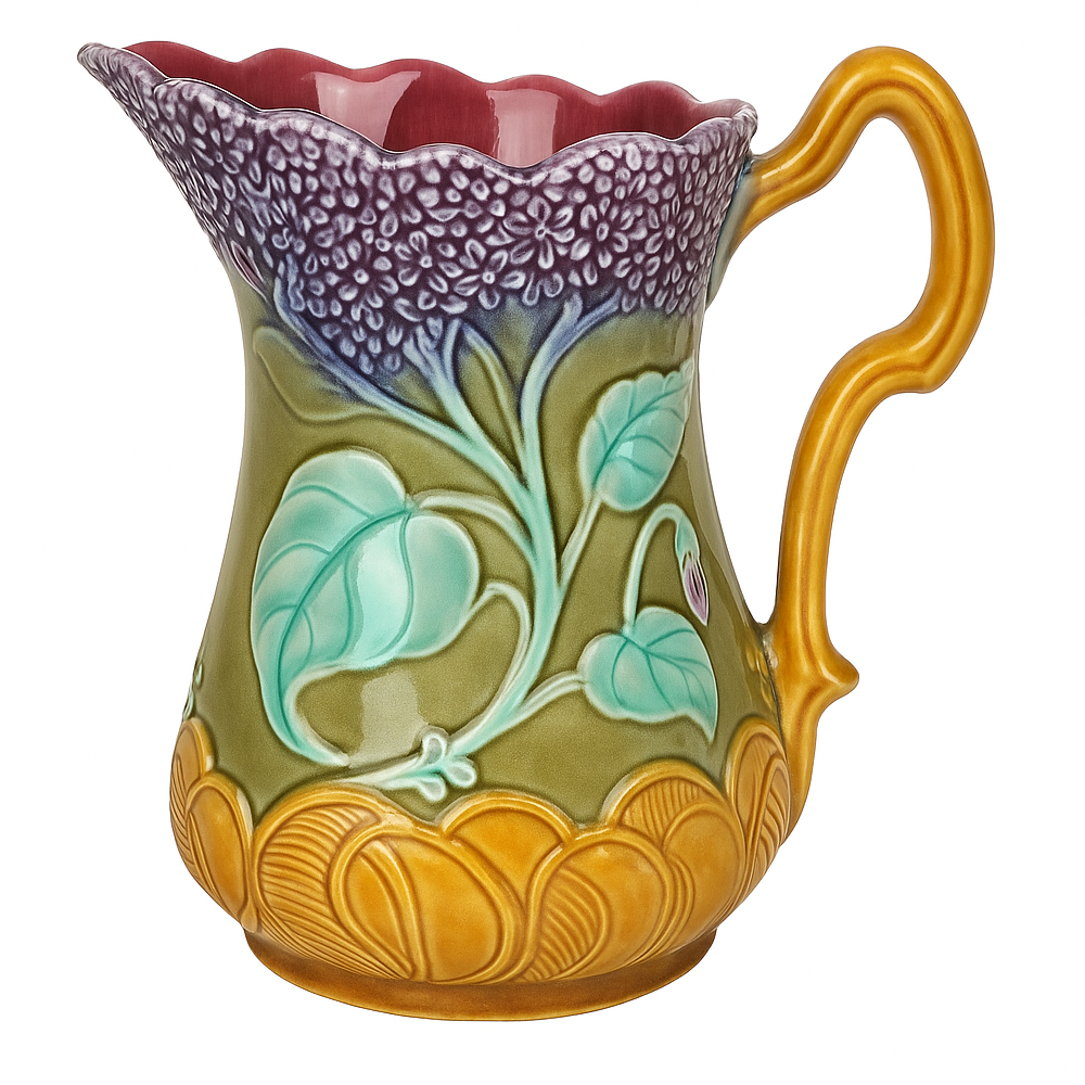 French Majolica Pitcher – Onnaing, Model 736 (c. 1890–1910)