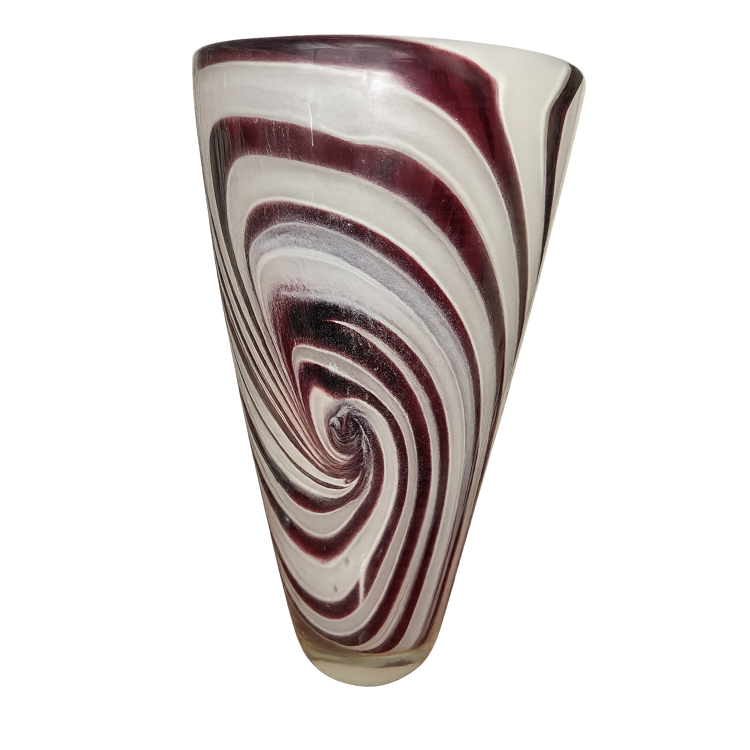 Hand-Blown Art Glass Vase – Mauve & White Swirl