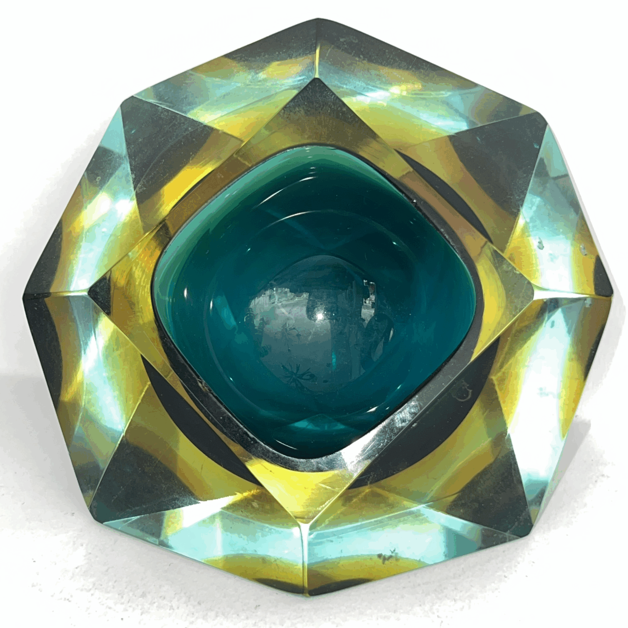 Murano Faceted Sommerso Glass Vintage Bowl