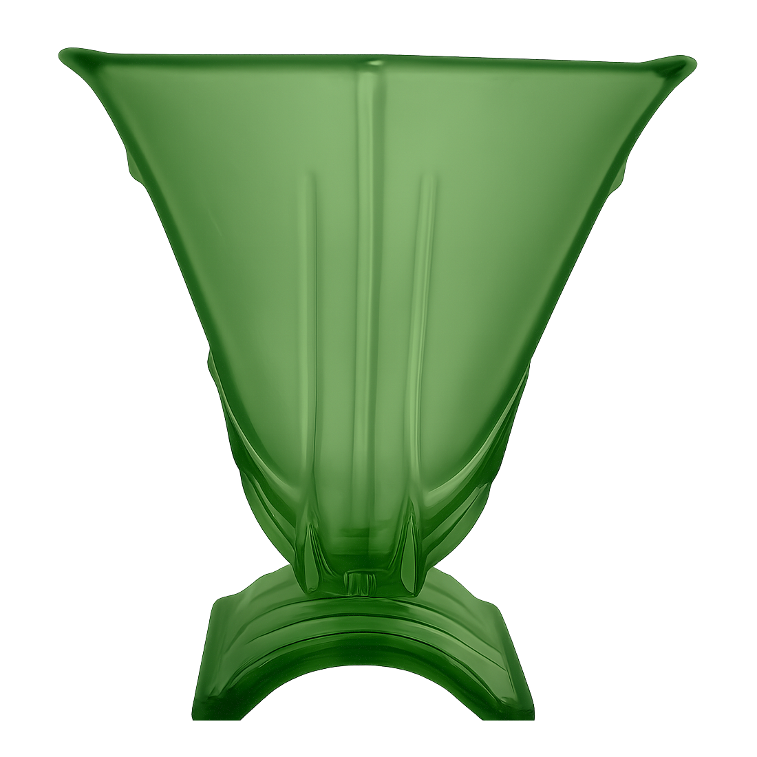 Vintage Uranium Glass Vase – Art Deco Fan Shape 1930's