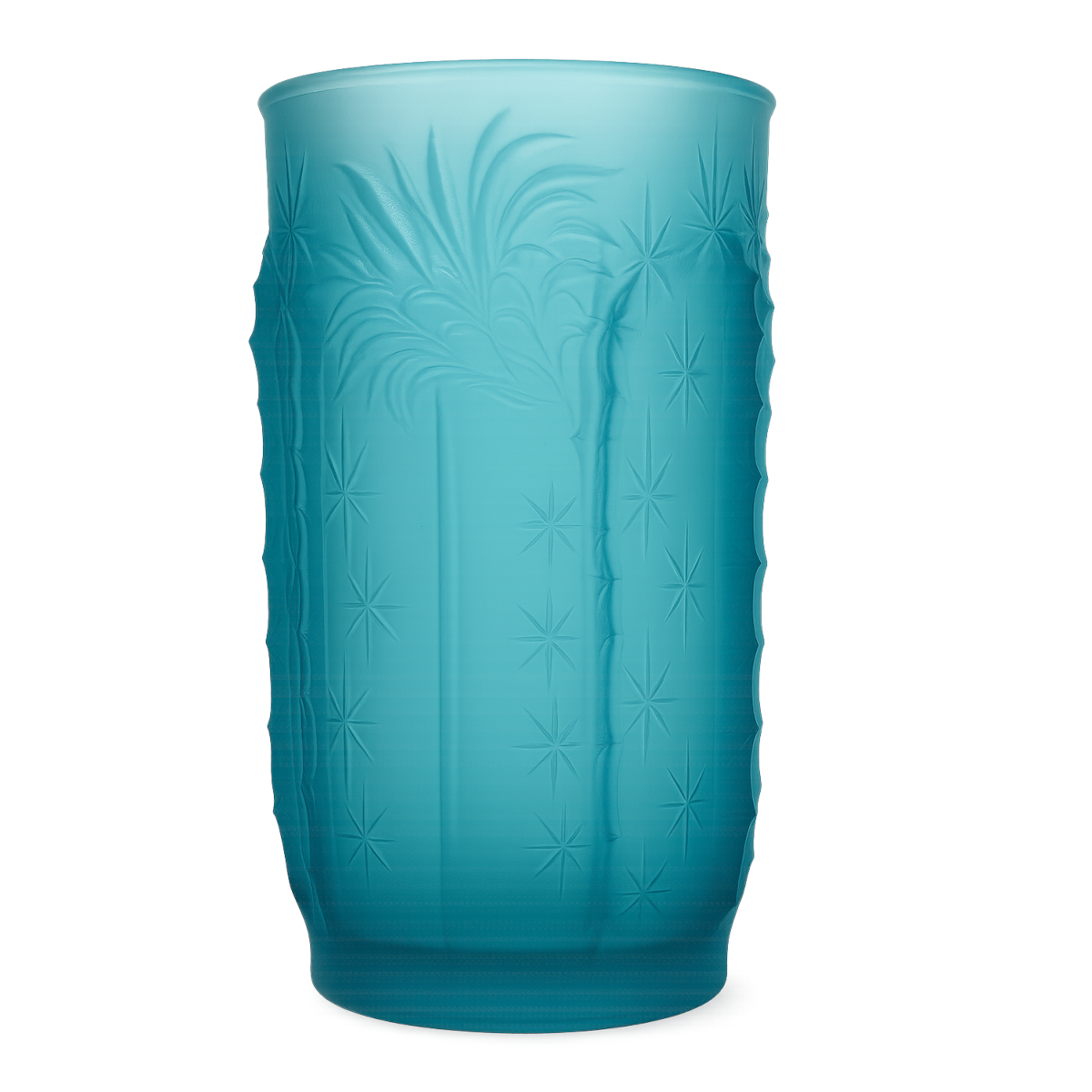 Josef Inwald “Barolac” Art-Deco Frosted Vase — Ice-Blue Pressed Glass, Czechoslovakia, c. 1930s