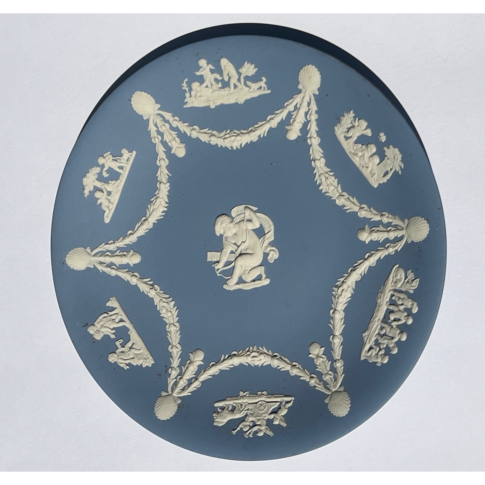 Wedgwood Blue Jasperware Plate – Classical Relief Design