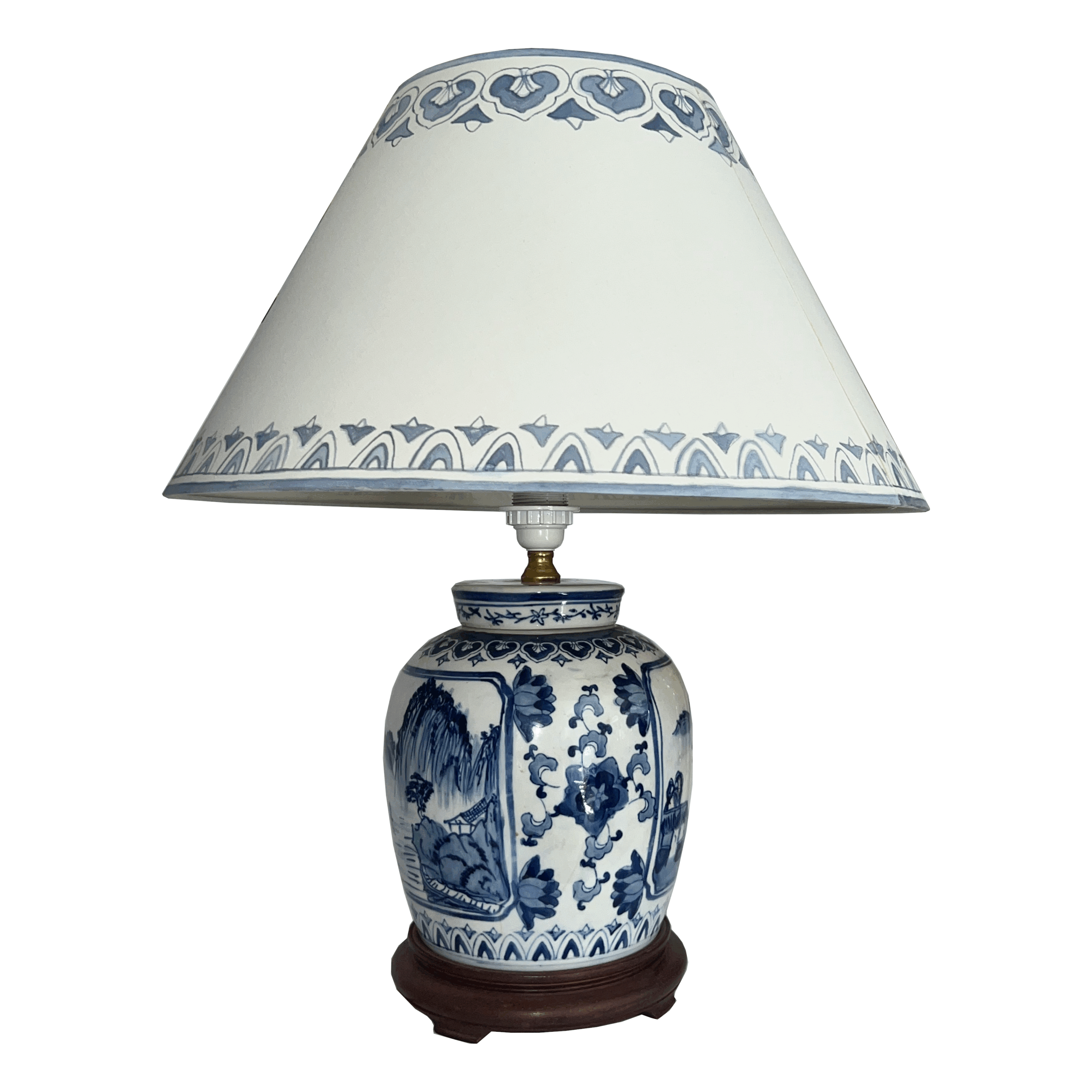 Vintage Chinoiserie Blue and White Porcelain Ginger Jar Lamp
