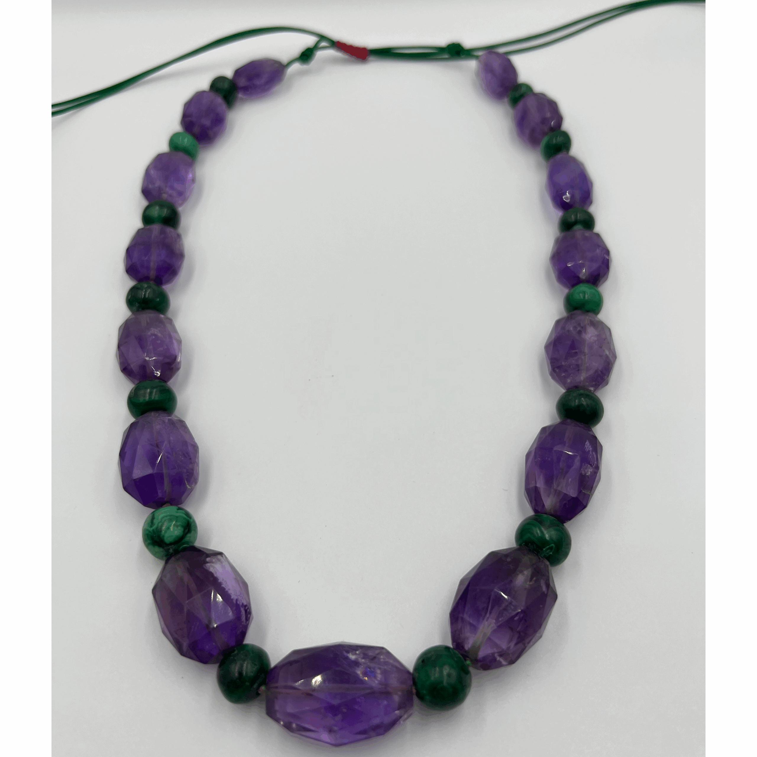 Amethyst and Malachite Bead Necklace