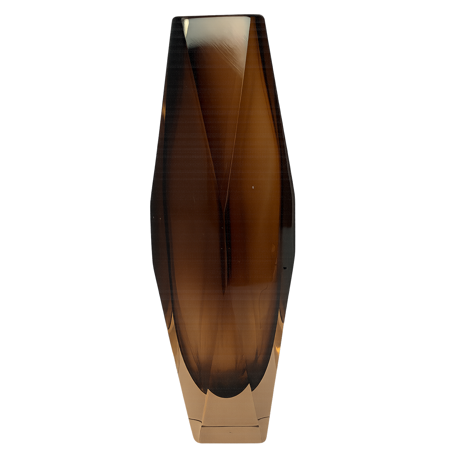 Murano Faceted Brown Glass Vase (22cm x 9cm), 1960's