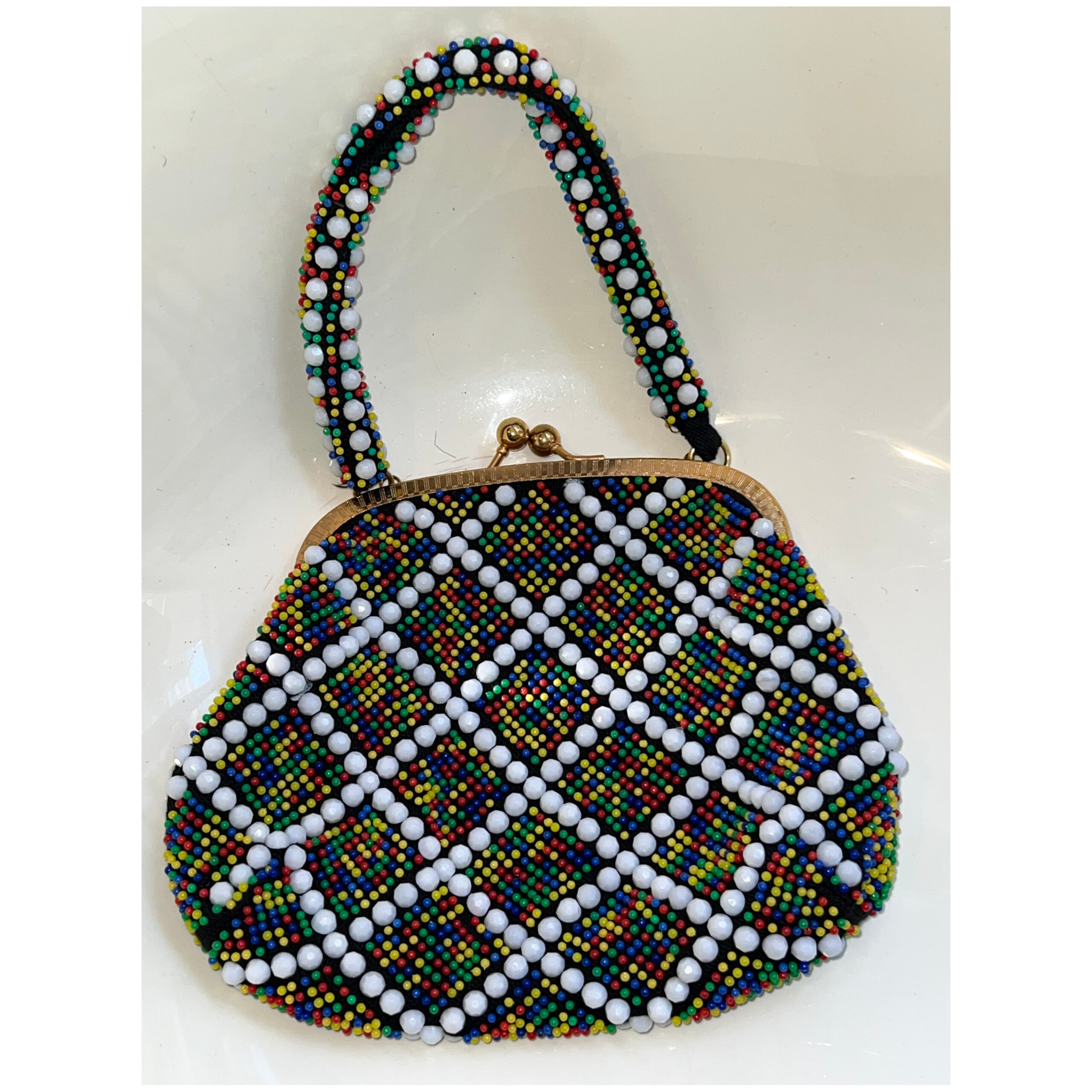 Vintage Beaded Kiss-Lock Evening Purse, 1950's-60's