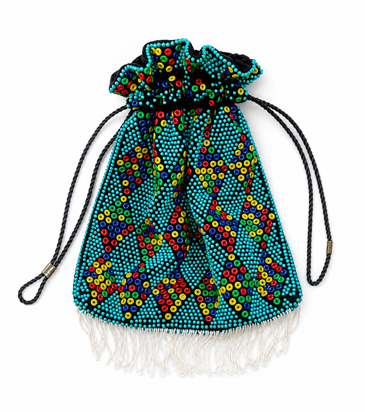 Vintage Beaded Drawstring Evening Bag, 1950's-1960's.