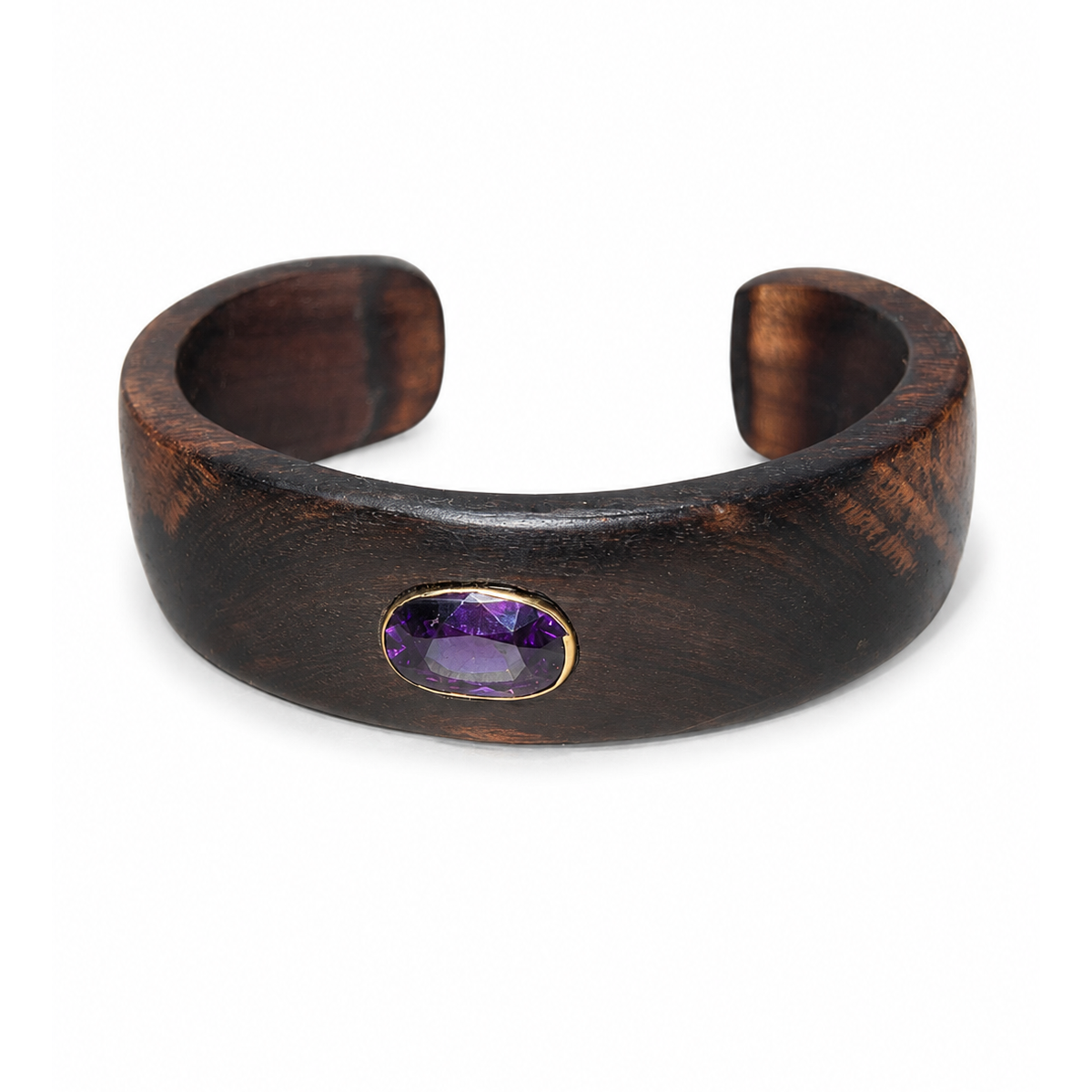 Wooden Amethyst Bangle
