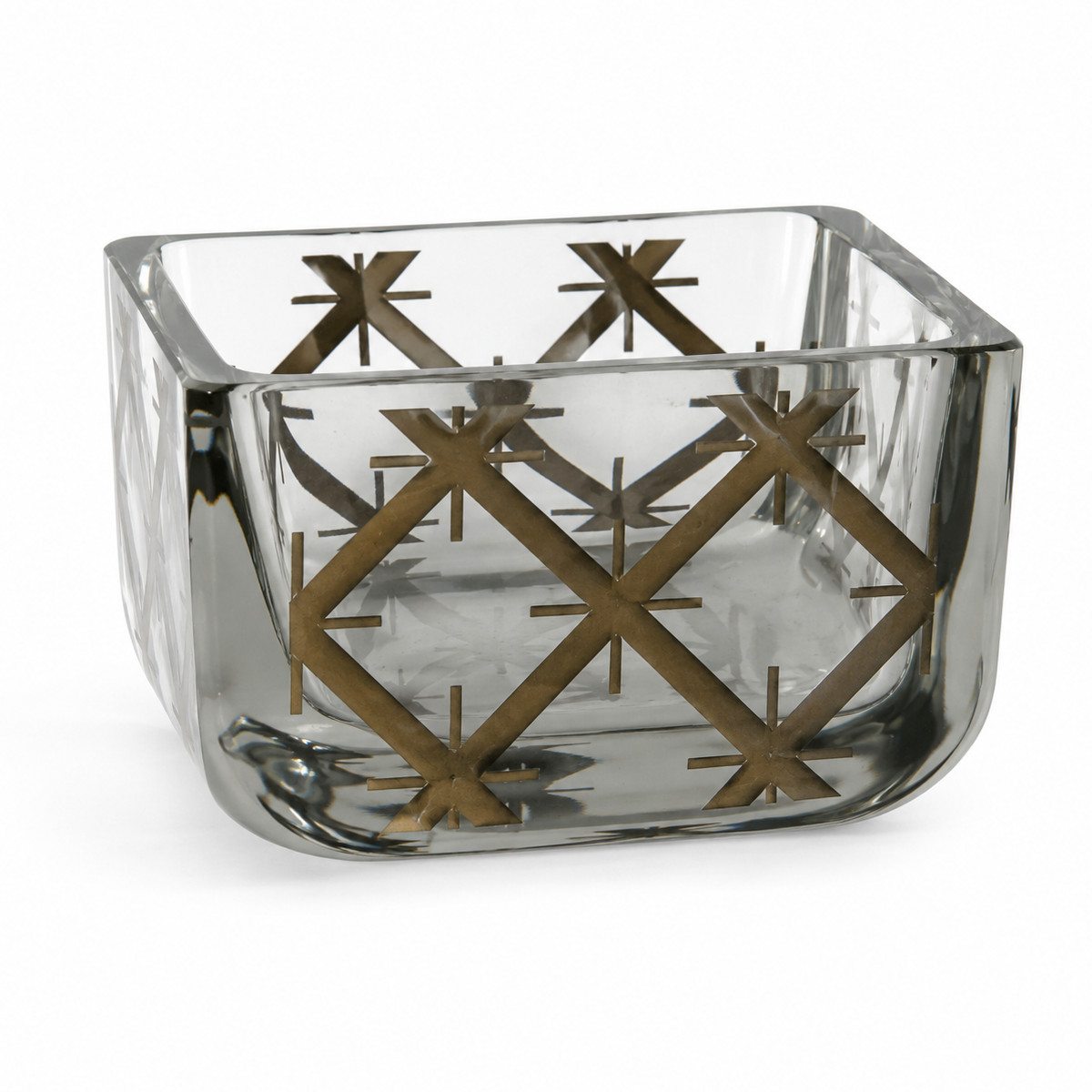 Jean Luce (French, 1895–1964) Rare Signed Art Deco Smoked Glass Vide-Poche France, circa 1930