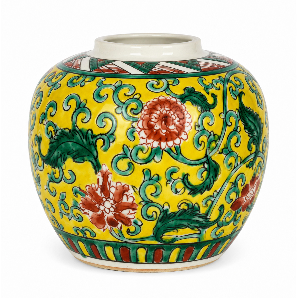 Chinese Famille Verte-Style Porcelain Ginger Jar, 1970's